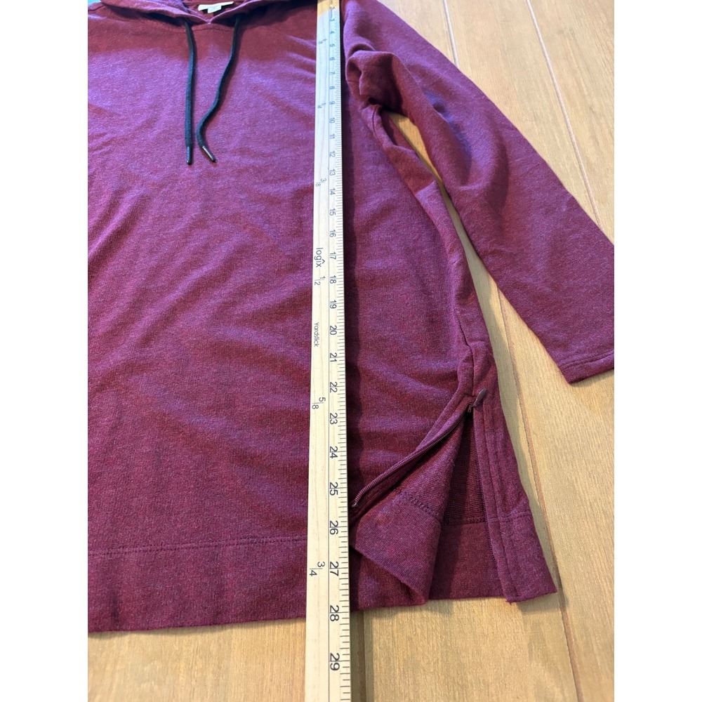 J. Jill Fit Tunic Hoodie Women Small Petite Burgundy Cotton Modal Activewear Top - Picture 9 of 11